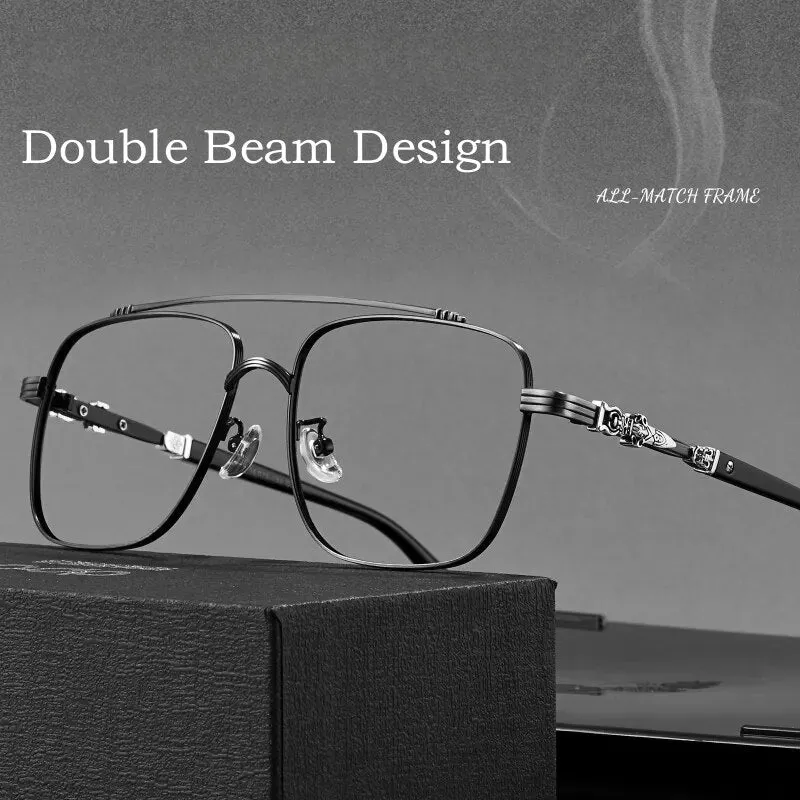 Yimaruili Unisex Full Rim Square Double Bridge Alloy Eyeglasses 08012