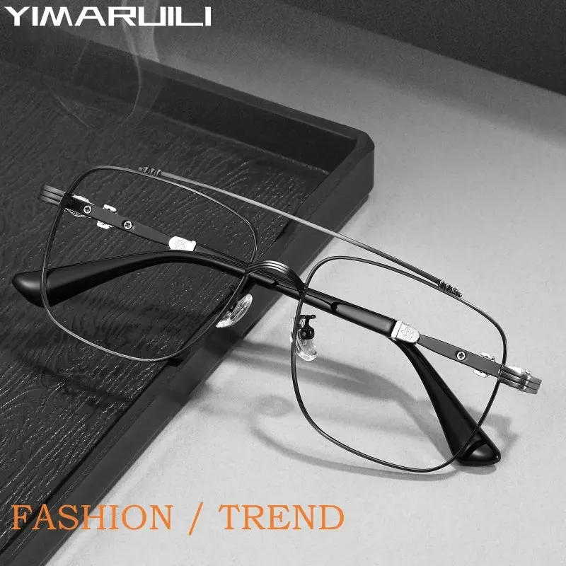 Yimaruili Unisex Full Rim Square Double Bridge Alloy Eyeglasses 08012