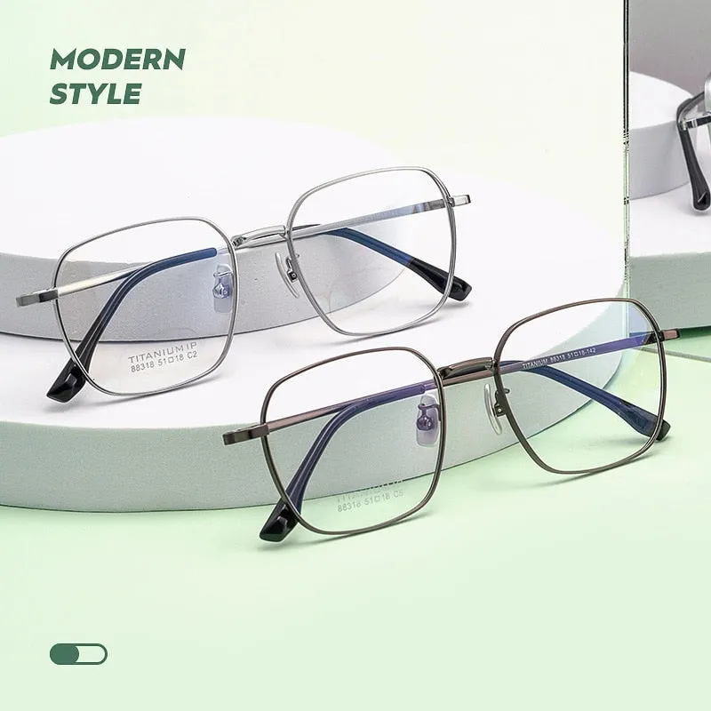 Yimaruili Unisex Full Rim Square Titanium IP Frame Eyeglasses  88318K