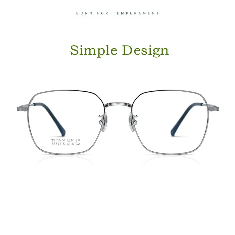 Yimaruili Unisex Full Rim Square Titanium IP Frame Eyeglasses  88318K