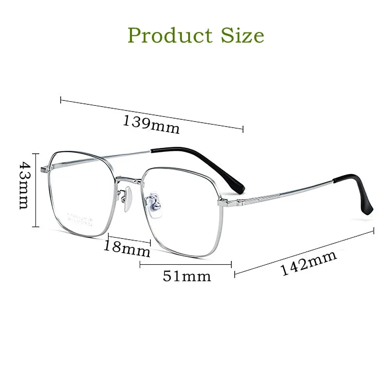 Yimaruili Unisex Full Rim Square Titanium IP Frame Eyeglasses  88318K