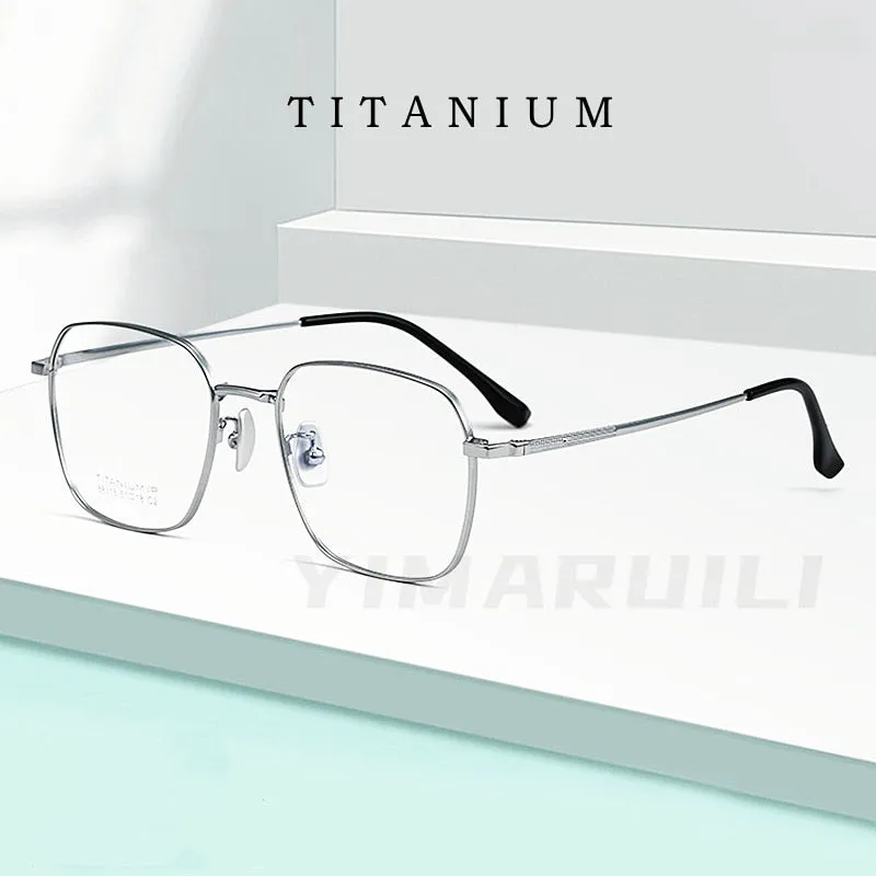 Yimaruili Unisex Full Rim Square Titanium IP Frame Eyeglasses  88318K