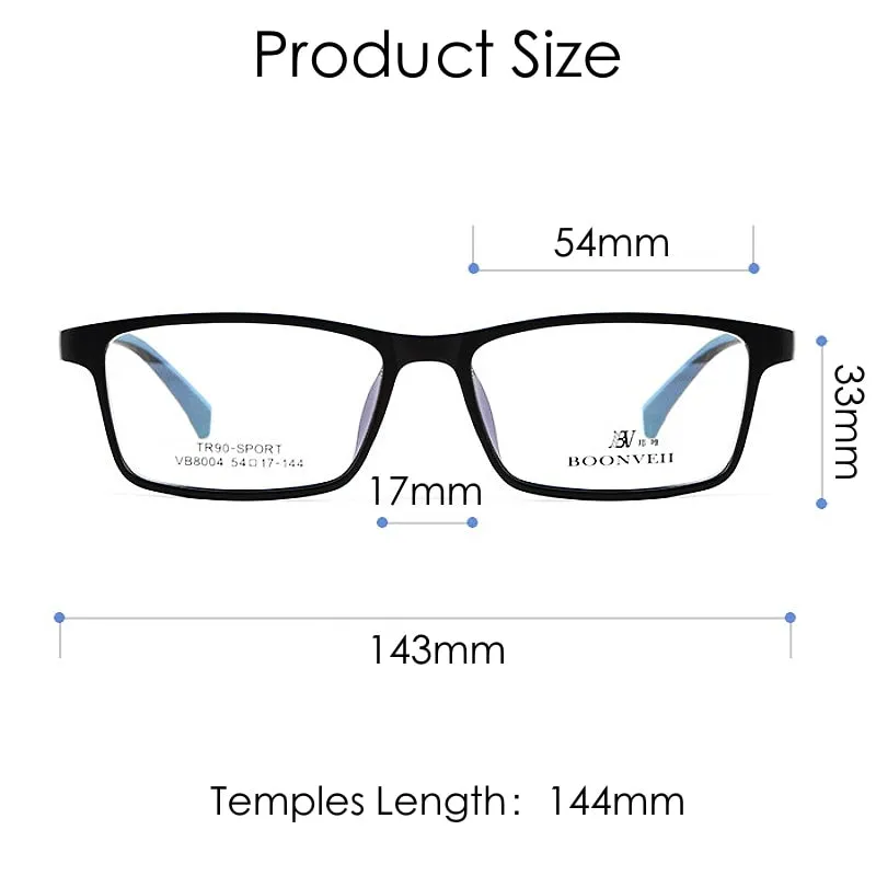 Yimaruili Unisex Full Rim Square Tr 90 Sport Eyeglasses Vb8004