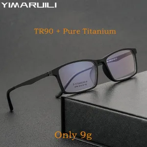 Yimaruili Unisex Full Rim Square Tr 90 Titanium Eyeglasses 023094