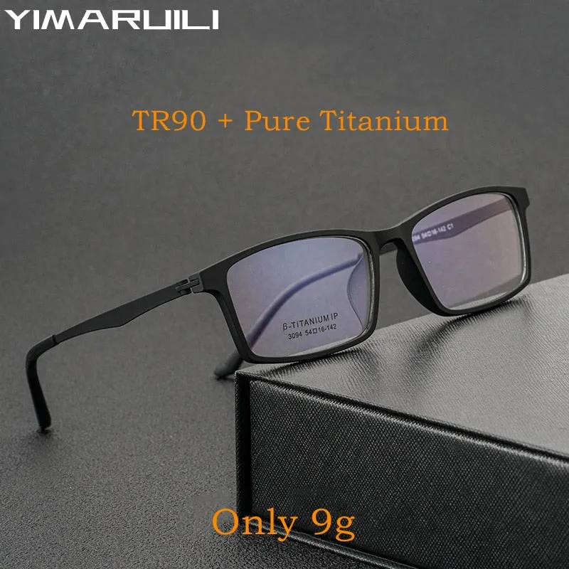 Yimaruili Unisex Full Rim Square Tr 90 Titanium Eyeglasses 023094