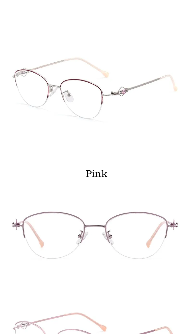Yimaruili Women's Semi Rim Alloy Frame Eyeglasses 8025Z
