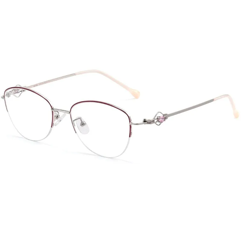 Yimaruili Women's Semi Rim Alloy Frame Eyeglasses 8025Z