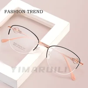 Yimaruili Women's Semi Rim Alloy Frame Eyeglasses 8025Z