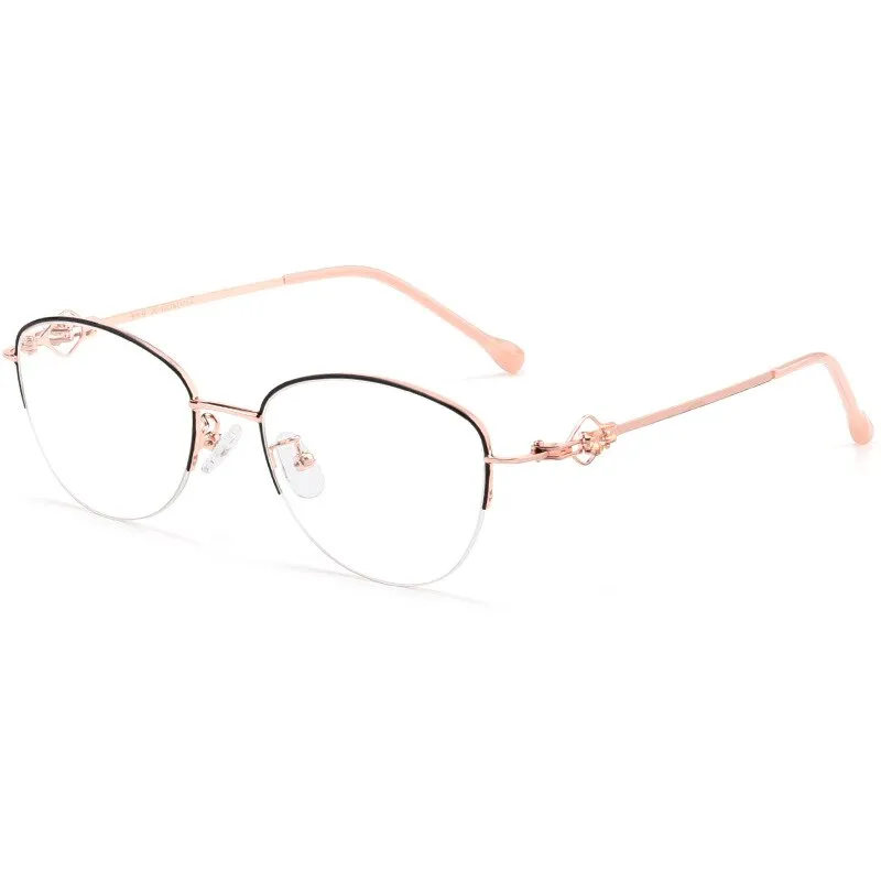 Yimaruili Women's Semi Rim Alloy Frame Eyeglasses 8025Z
