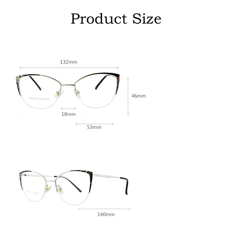 Yimaruili Women's Semi Rim Square Cat Eye Acetate Alloy Eyegllasses 87198