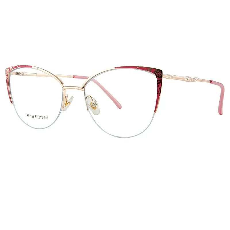 Yimaruili Women's Semi Rim Square Cat Eye Acetate Alloy Eyegllasses 87198