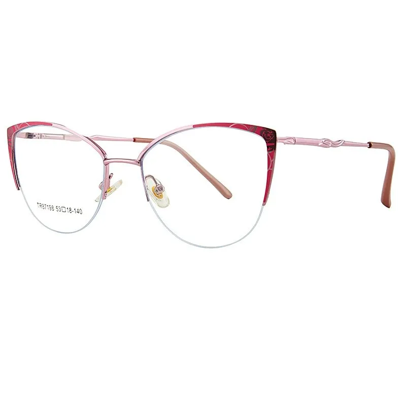 Yimaruili Women's Semi Rim Square Cat Eye Acetate Alloy Eyegllasses 87198