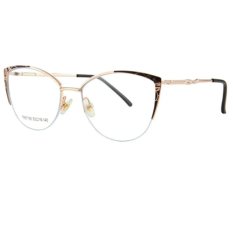 Yimaruili Women's Semi Rim Square Cat Eye Acetate Alloy Eyegllasses 87198