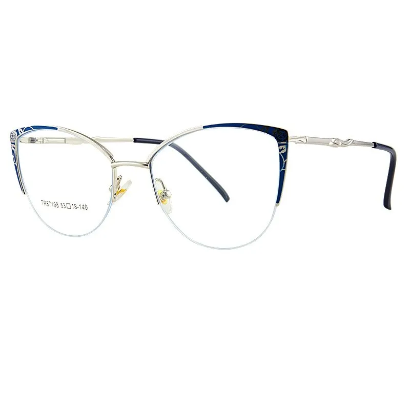 Yimaruili Women's Semi Rim Square Cat Eye Acetate Alloy Eyegllasses 87198