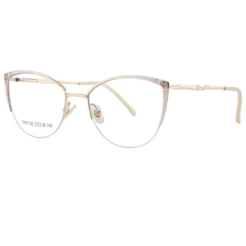 Yimaruili Women's Semi Rim Square Cat Eye Acetate Alloy Eyegllasses 87198