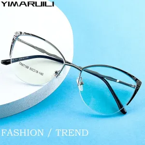 Yimaruili Women's Semi Rim Square Cat Eye Acetate Alloy Eyegllasses 87198