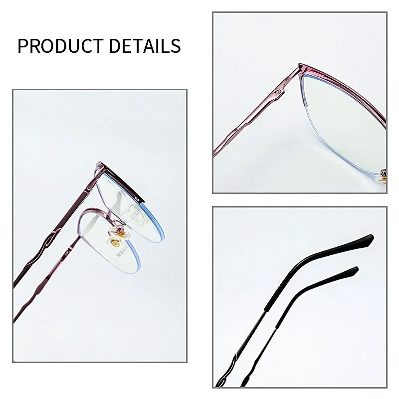 Yimaruili Women's Semi Rim Square Cat Eye Acetate Alloy Eyegllasses 87198