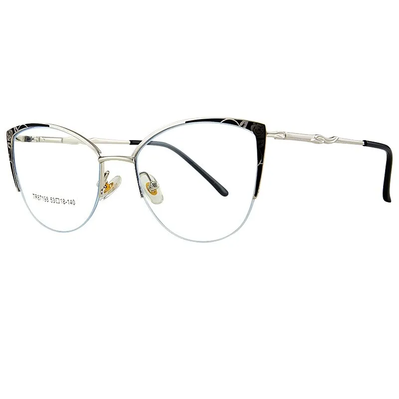 Yimaruili Women's Semi Rim Square Cat Eye Acetate Alloy Eyegllasses 87198