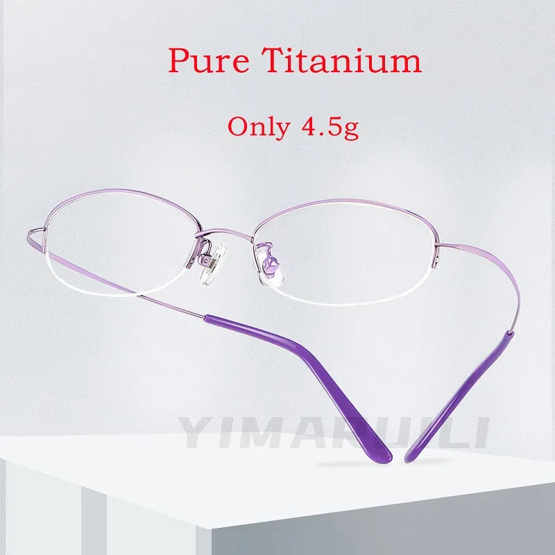 Yimaruili Women's Semi Rim Titanium Frame Eyeglasses T9276