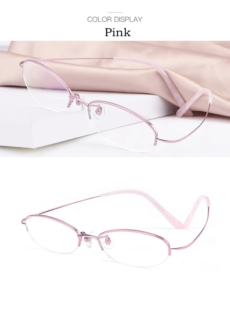 Yimaruili Women's Semi Rim Titanium Frame Eyeglasses T9276