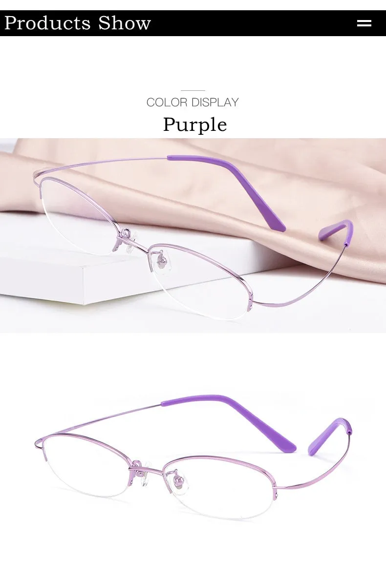 Yimaruili Women's Semi Rim Titanium Frame Eyeglasses T9276