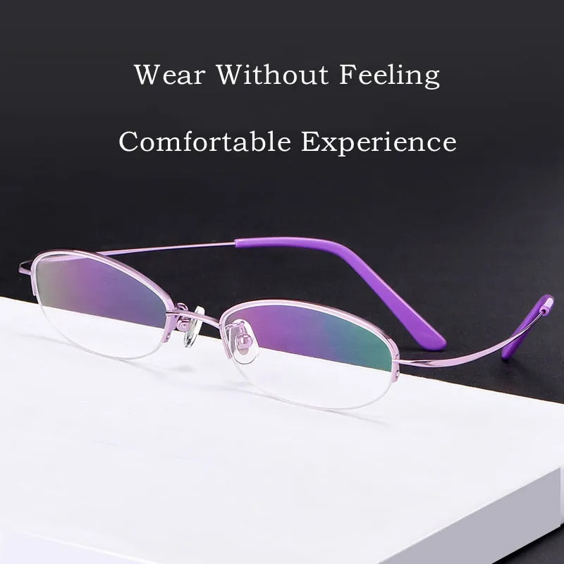 Yimaruili Women's Semi Rim Titanium Frame Eyeglasses T9276