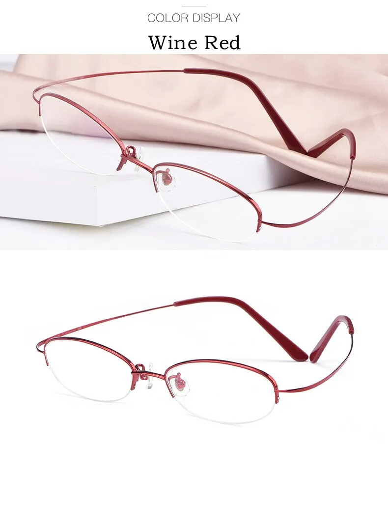 Yimaruili Women's Semi Rim Titanium Frame Eyeglasses T9276