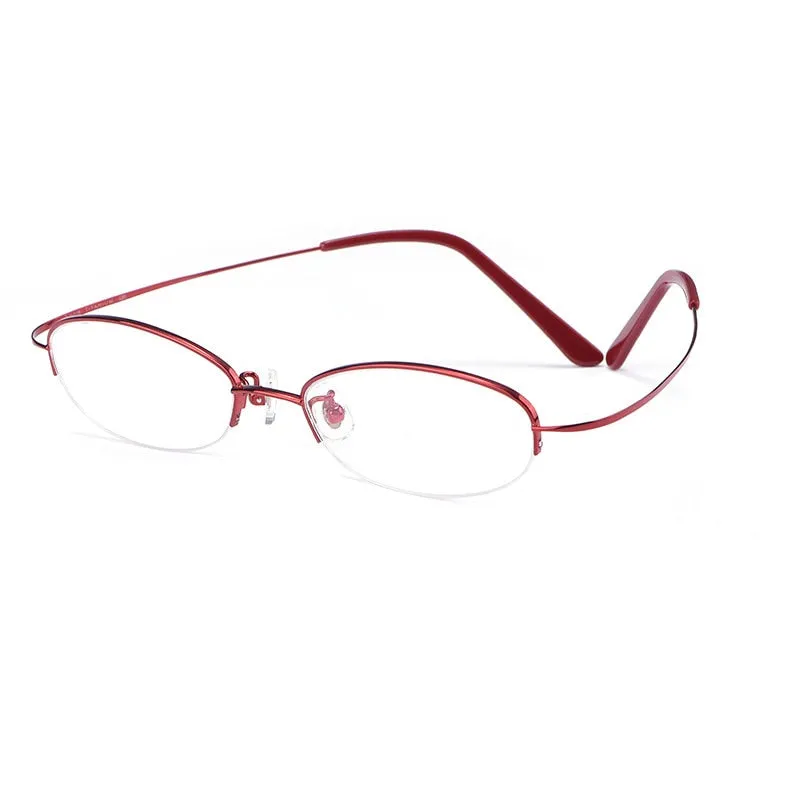 Yimaruili Women's Semi Rim Titanium Frame Eyeglasses T9276
