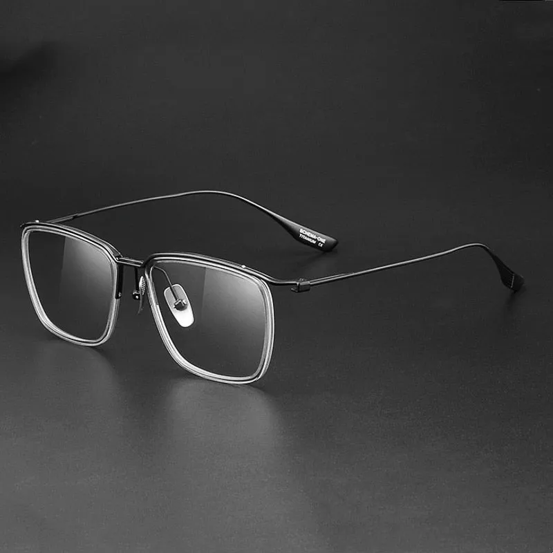 Yimaruli Men's Full Rim Big Square Titanium Eyeglasses Dt106