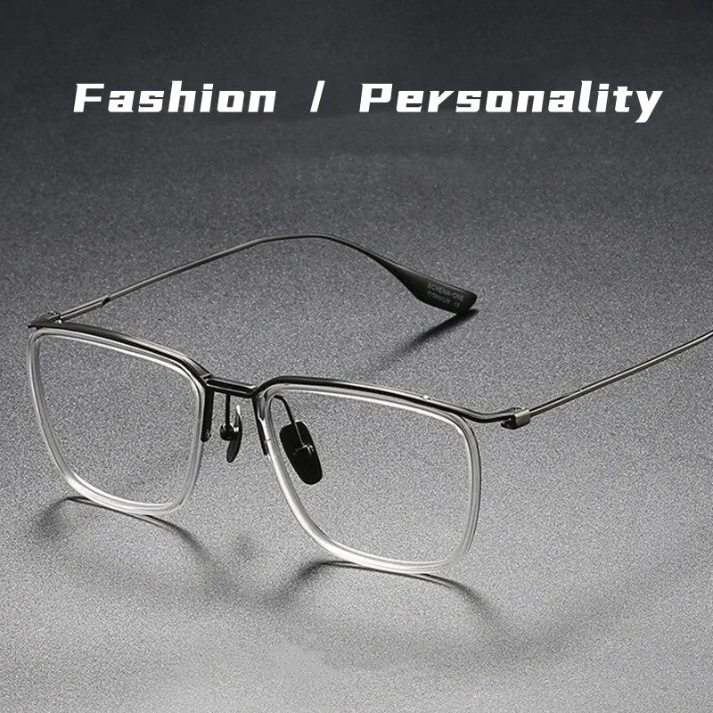 Yimaruli Men's Full Rim Big Square Titanium Eyeglasses Dt106