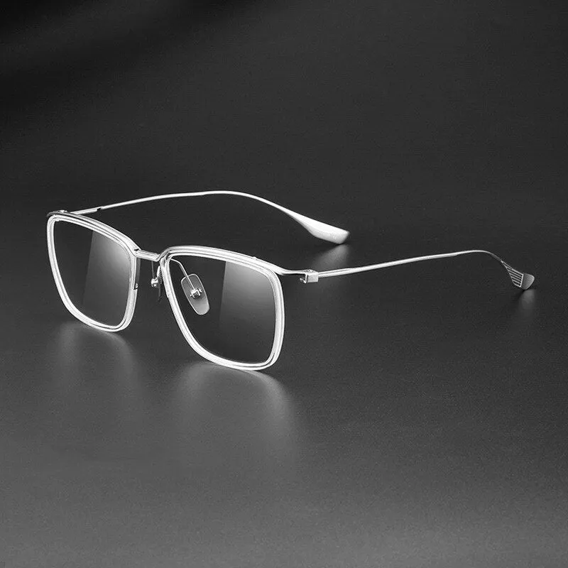 Yimaruli Men's Full Rim Big Square Titanium Eyeglasses Dt106