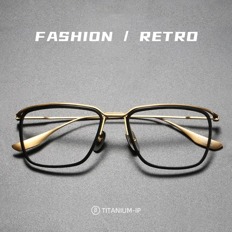 Yimaruli Men's Full Rim Big Square Titanium Eyeglasses Dt106