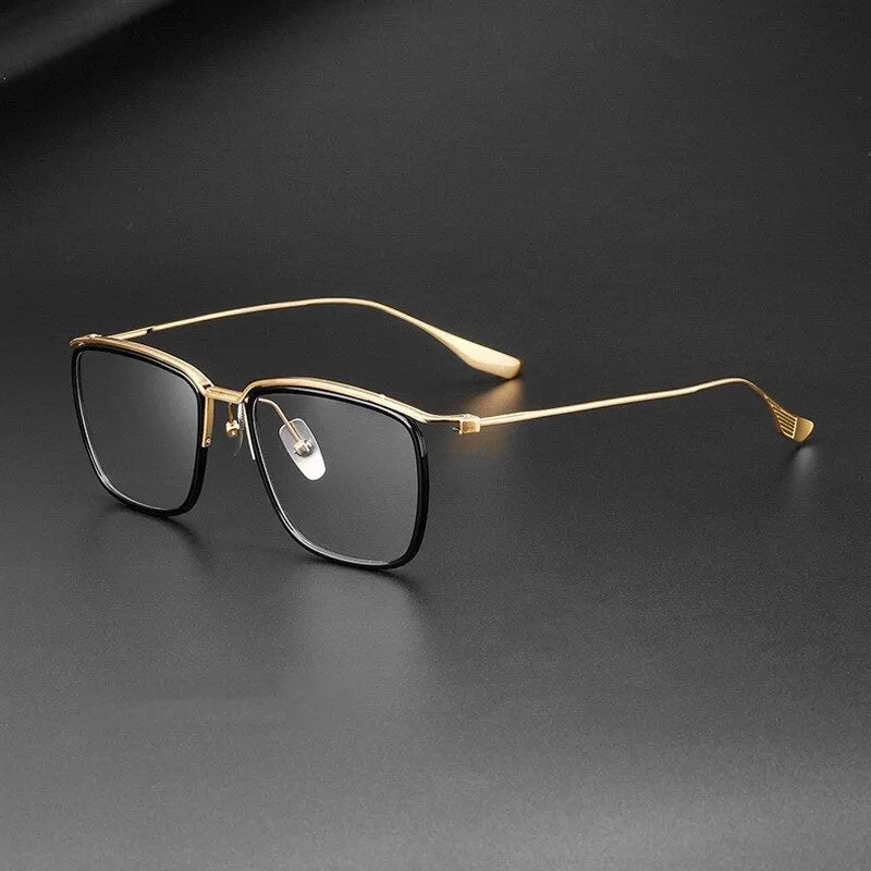 Yimaruli Men's Full Rim Big Square Titanium Eyeglasses Dt106