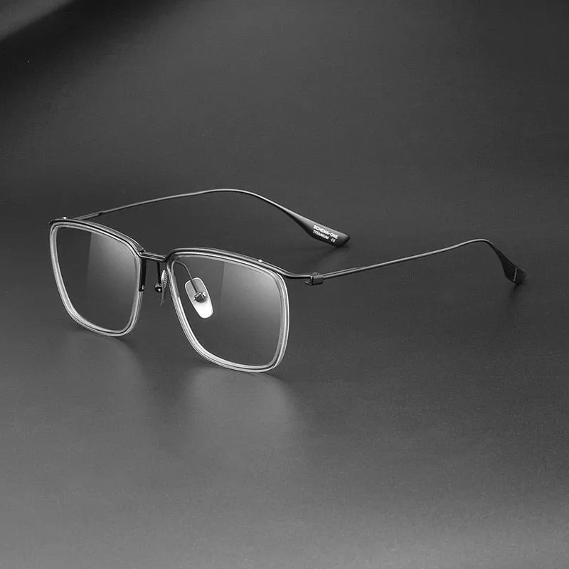 Yimaruli Men's Full Rim Big Square Titanium Eyeglasses Dt106