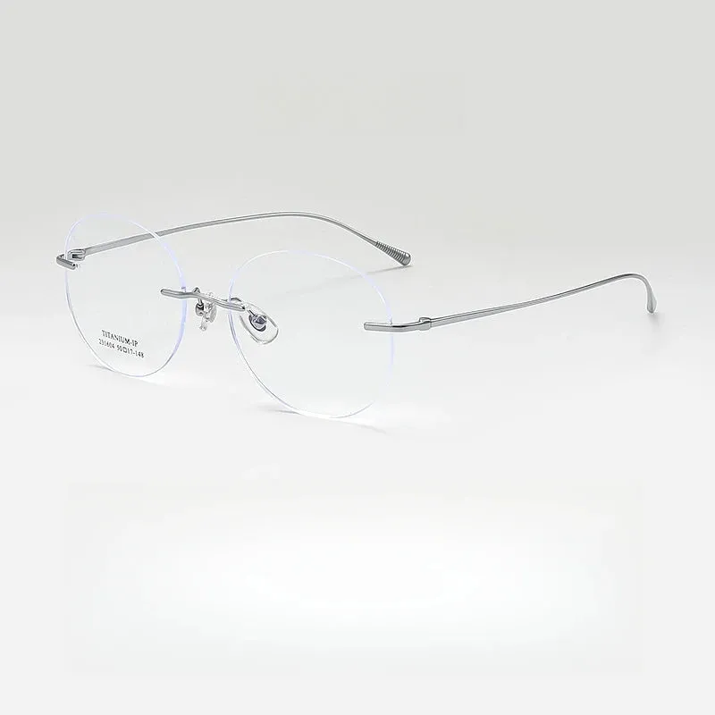 Yimaruli Unisex Rimless Round Titanium Eyeglasses 231604Wk
