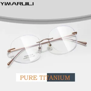 Yimaruli Unisex Rimless Round Titanium Eyeglasses 231604Wk