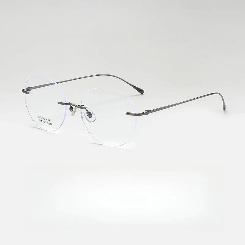 Yimaruli Unisex Rimless Round Titanium Eyeglasses 231604Wk