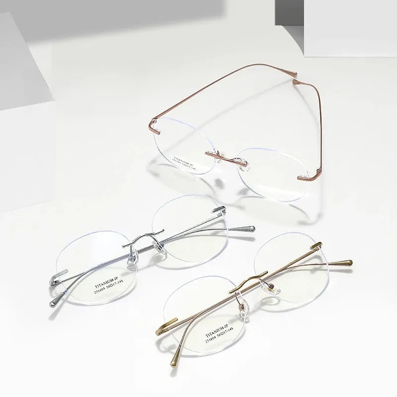 Yimaruli Unisex Rimless Round Titanium Eyeglasses 231604Wk