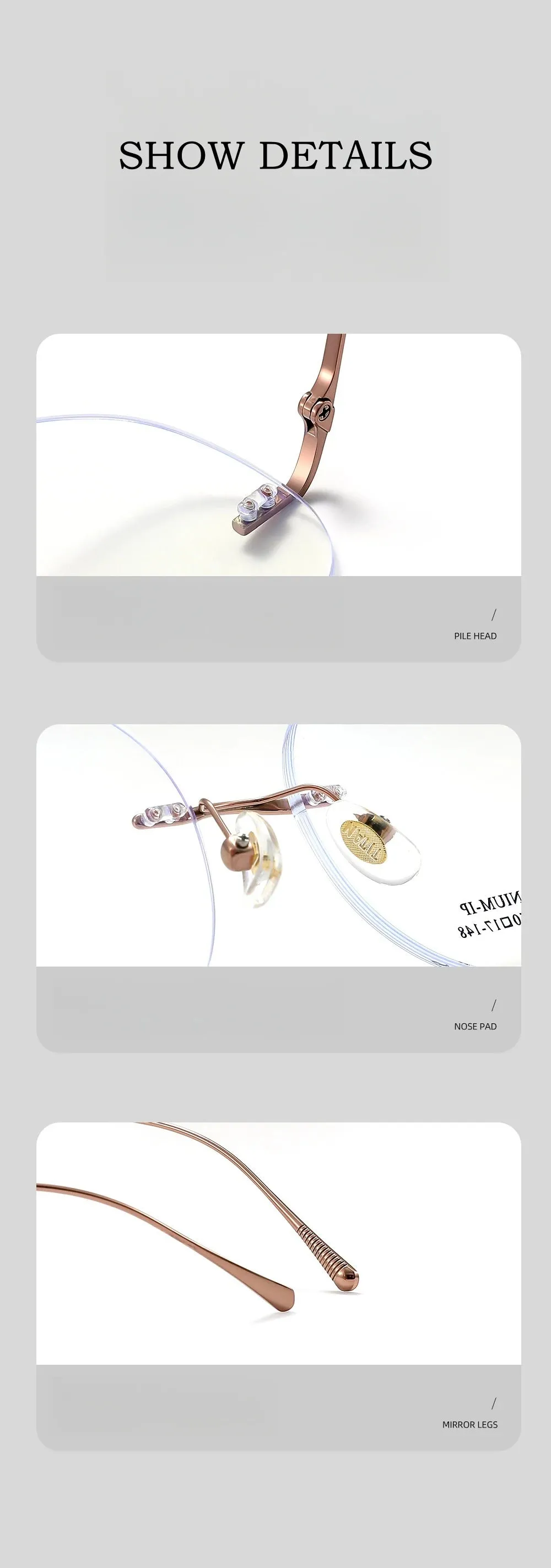 Yimaruli Unisex Rimless Round Titanium Eyeglasses 231604Wk