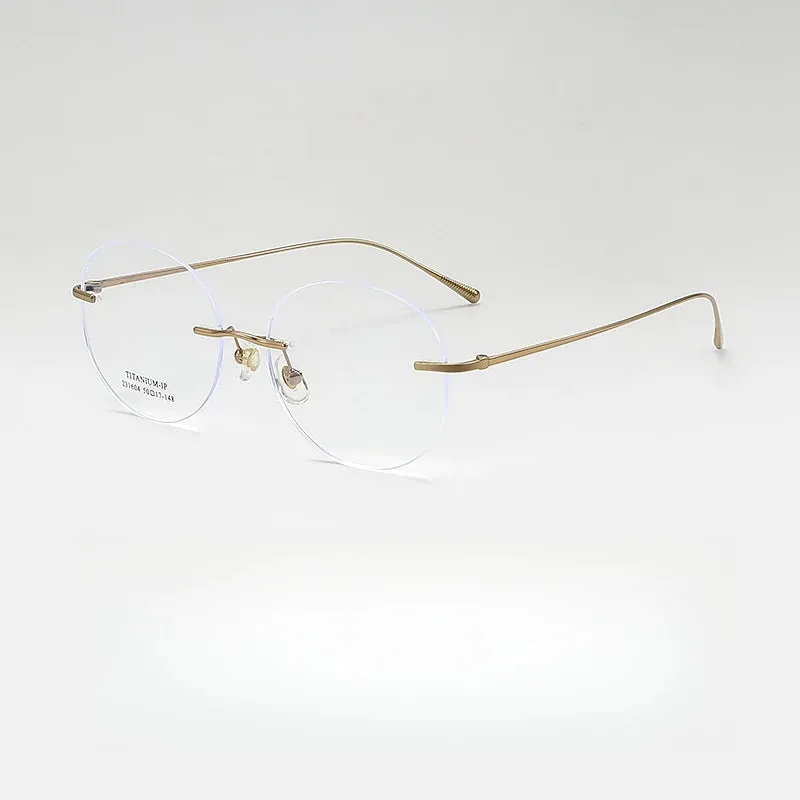 Yimaruli Unisex Rimless Round Titanium Eyeglasses 231604Wk