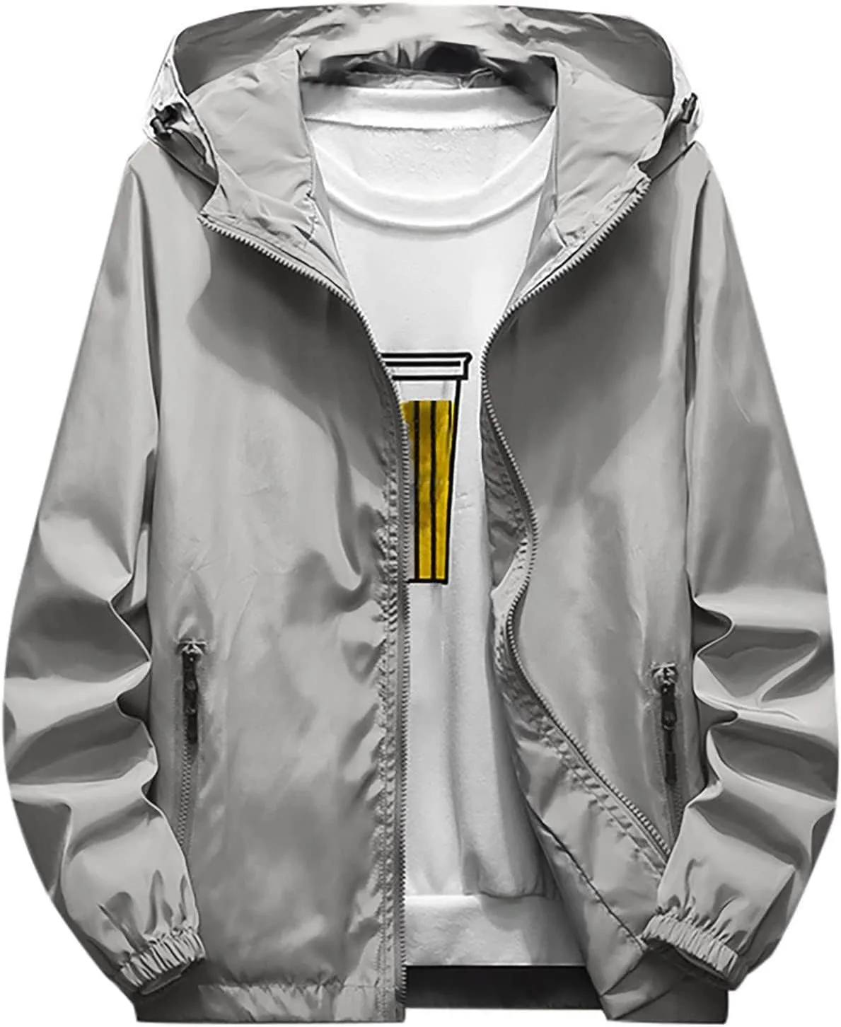 Ymosrh Men's Lightweight Rain Jacket Waterproof Windbreaker Jacket Hooded Raincoat Jacket, M-7XL