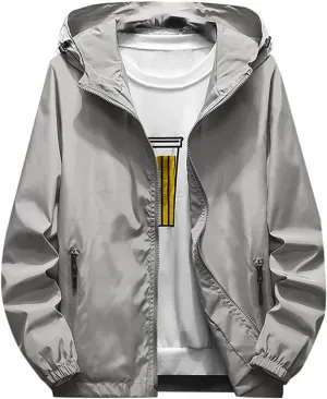 Ymosrh Men's Lightweight Rain Jacket Waterproof Windbreaker Jacket Hooded Raincoat Jacket, M-7XL