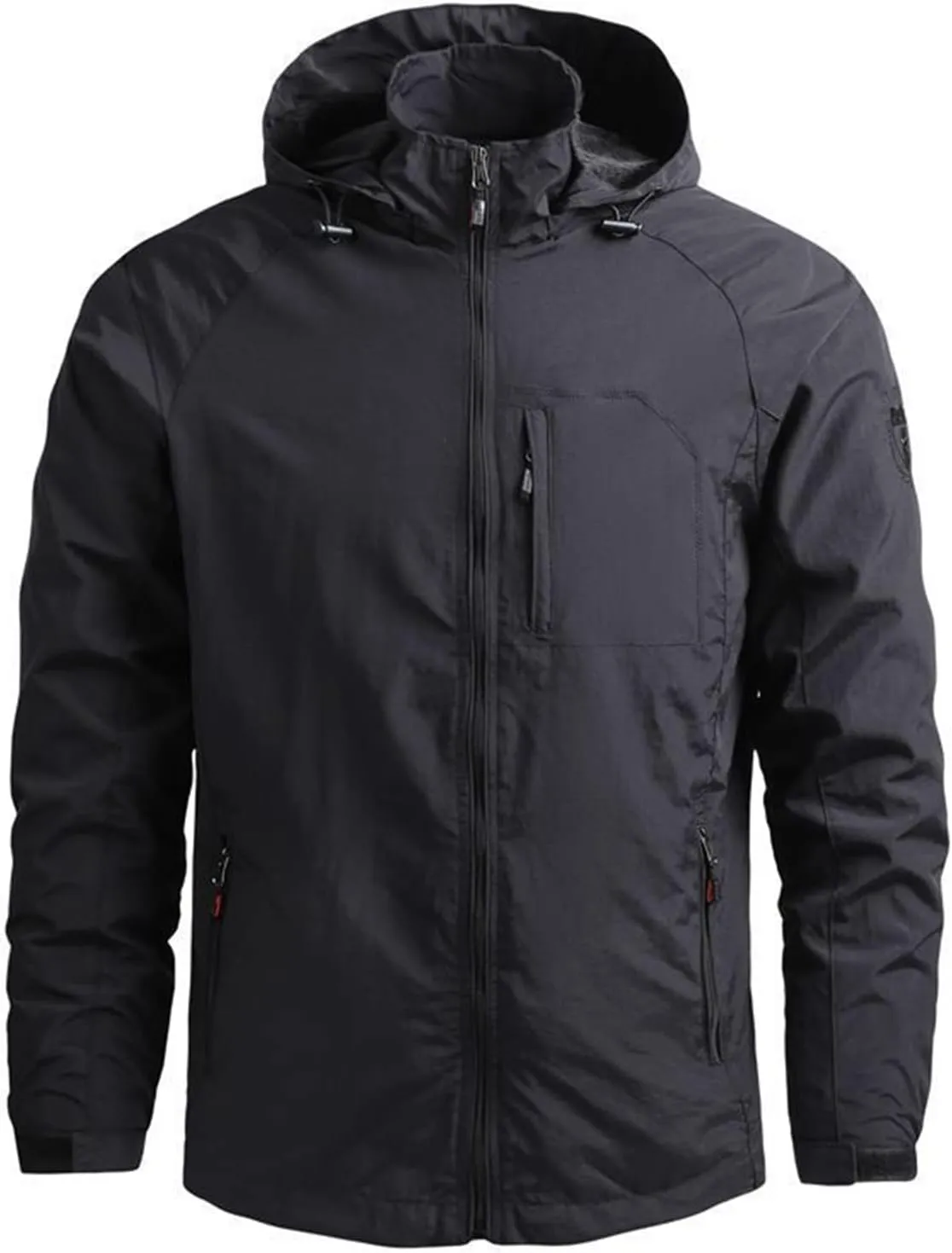 Ymosrh Men's Rain Coat Jackets Casual Lightweight Wind & Water-Resistant Anorak Hoodie Jackets Windbreaker Coats, M-5XL