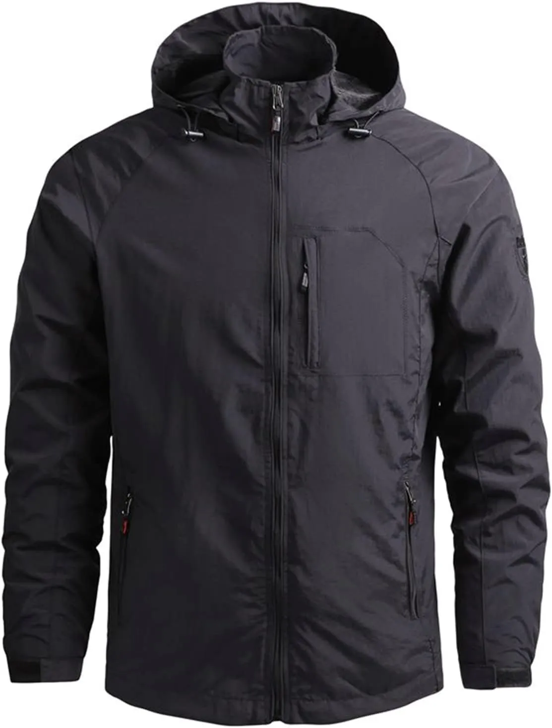 Ymosrh Men's Rain Coat Jackets Casual Lightweight Wind & Water-Resistant Anorak Hoodie Jackets Windbreaker Coats, M-5XL