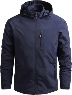 Ymosrh Men's Rain Coat Jackets Casual Lightweight Wind & Water-Resistant Anorak Hoodie Jackets Windbreaker Coats, M-5XL