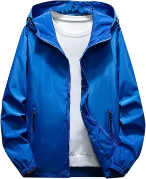 Ymosrh Men's Rain Coats Lightweight Windbreaker Casual Refleciton Zip Up Jackets with Hood Winter Jackets, M-7XL