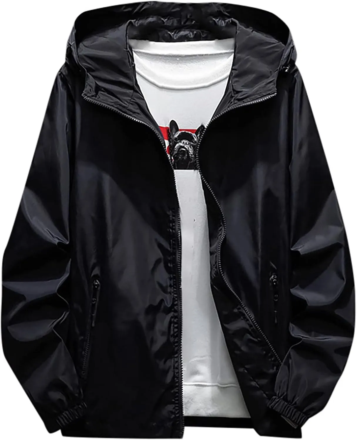Ymosrh Men's Rain Coats Windproof Jacket Waterproof Lightweight Sport Hooded Windbreaker Raincoat Jacket