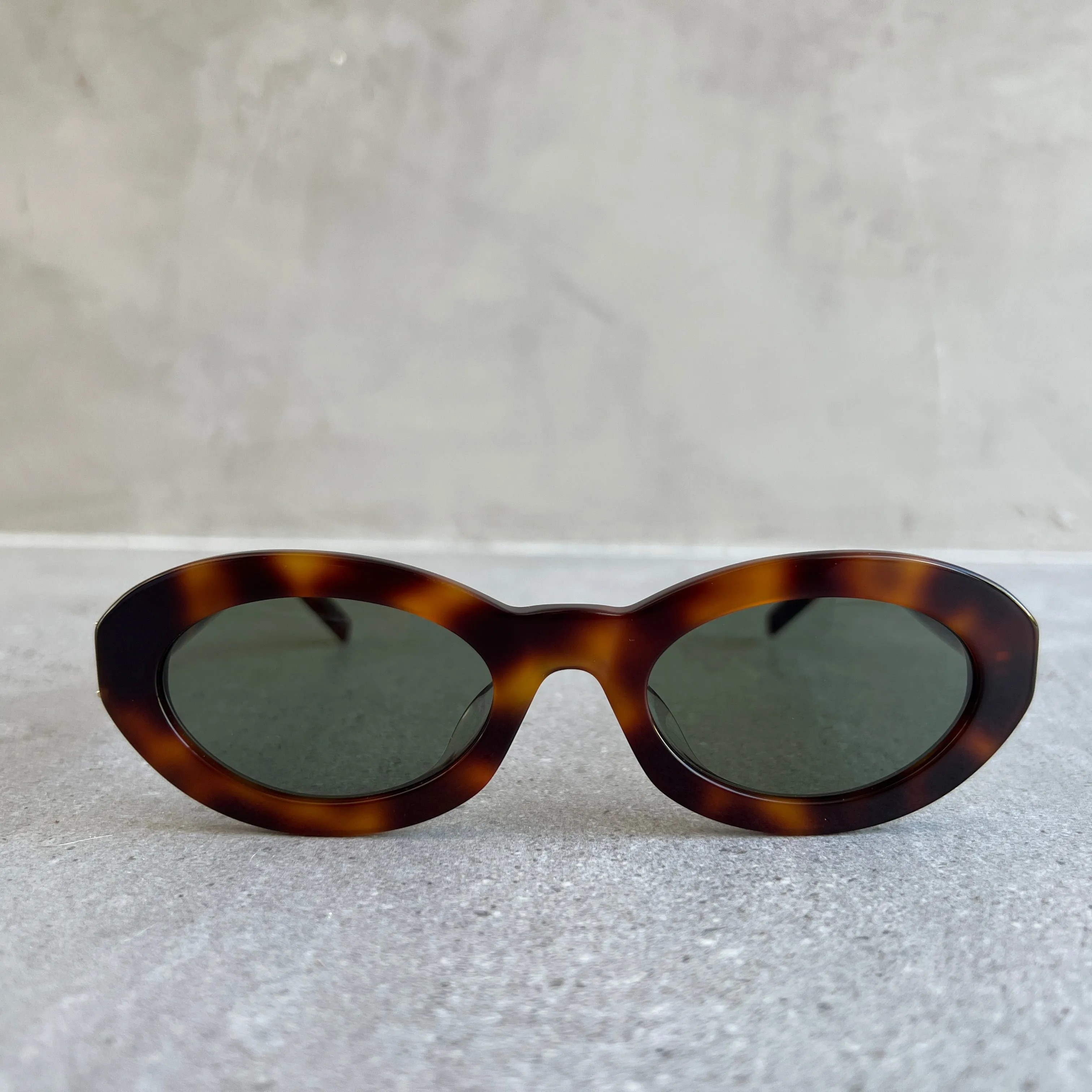 YSL SLM136 Oval Sunglasses, Havana (G)