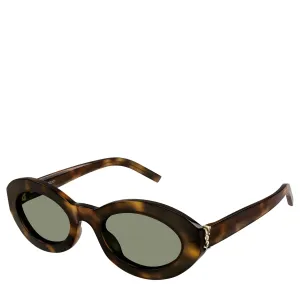 YSL SLM136 Oval Sunglasses, Havana (G)