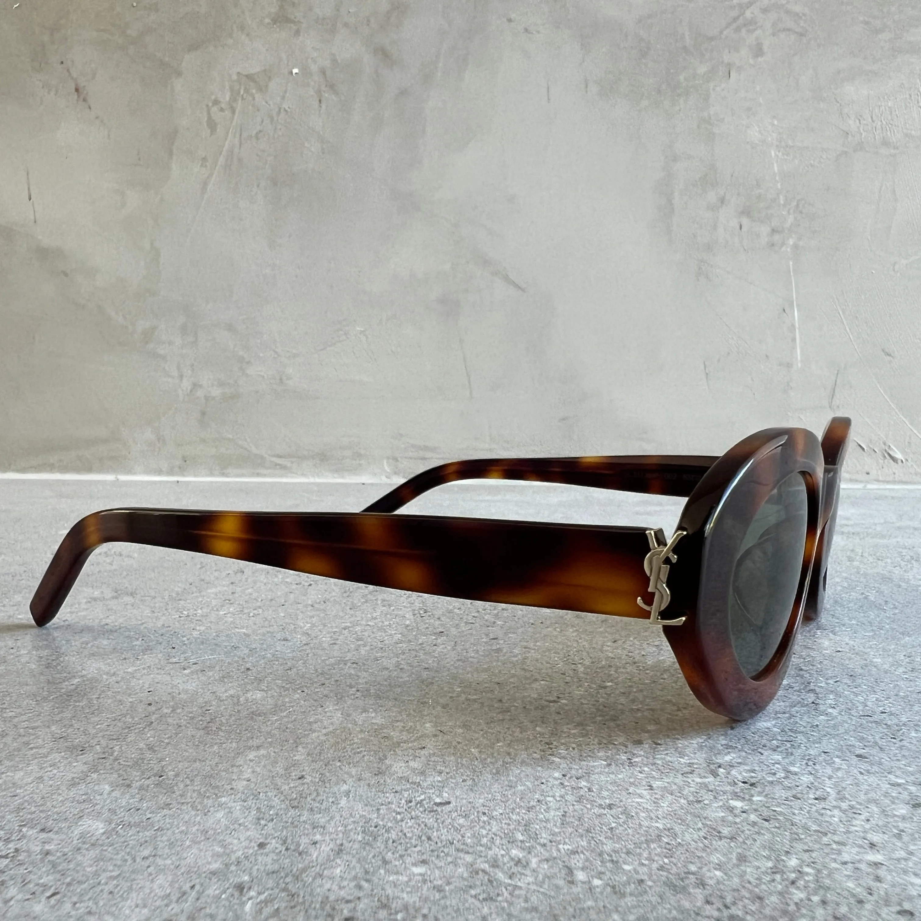 YSL SLM136 Oval Sunglasses, Havana (G)